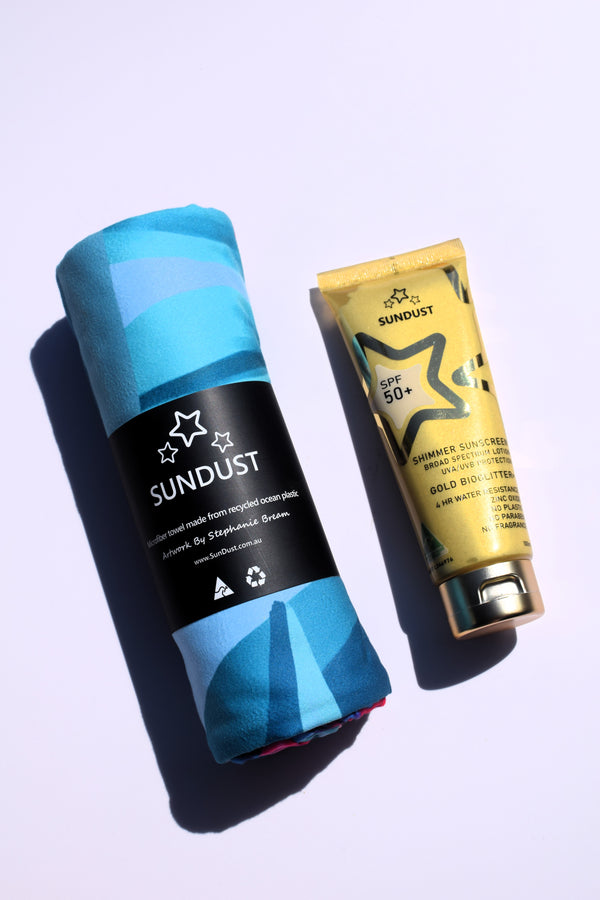 Bio Shimmer Sunscreen & Banksia Beach Towel Bundle
