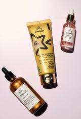 SunDust Gold Bundle - Gold Bio Glitter SPF50+ Sunscreen, Gold Shimmer Oil, Gold Serum