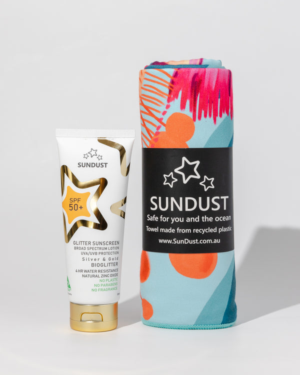 Bio Glitter Sunscreen & Banksia Beach Towel Bundle